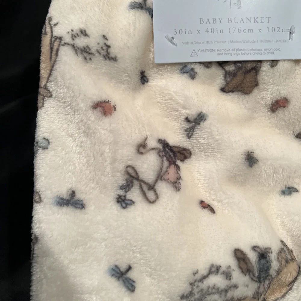 NEW! IVORY Soft Fleece CLASSIC POOH &‎ Piglet FRIENDS Plush Baby BLANKET 30x40